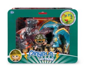 Pinypon Action Pack Dinossauro+ figura 4+