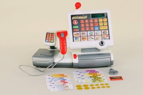 Caixa registadora com scanner e acessórios 3+