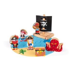 Conjunto Histórias Piratas de madeira 3+